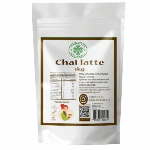 Chai Latte Andes Tea 1 kg en envase doypack con té negro, canela Ceylán y especias naturales.