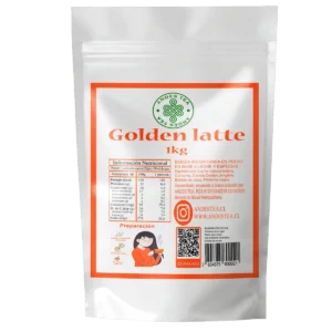Golden Latte Andes Tea 1 Kg (Leche Dorada). Mezcla en polvo elaborada con cúrcuma, canela Ceylán, jengibre, coco natural y pimienta negra. Ideal para preparar una bebida cremosa, cálida y aromática en pocos minutos. Perfecto para disfrutar caliente o frío. Disponible en Andes Tea con despacho a todo Chile.