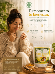 Golden Latte Coco Vegano Andes Tea Golden milk, elaborado con cúrcuma, canela Ceylán, jengibre y coco. Cremoso, fácil de preparar y con despacho a todo Chile.