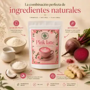 Pink Latte Andes Tea, latte con betarraga, coco y jengibre