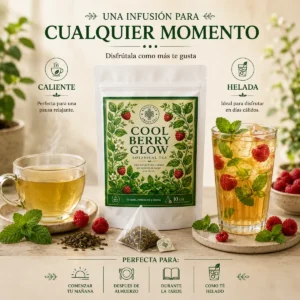 Té Green Pineapple Grove Andes Tea en bolsitas piramidales con té verde, piña, manzana verde y jengibre.