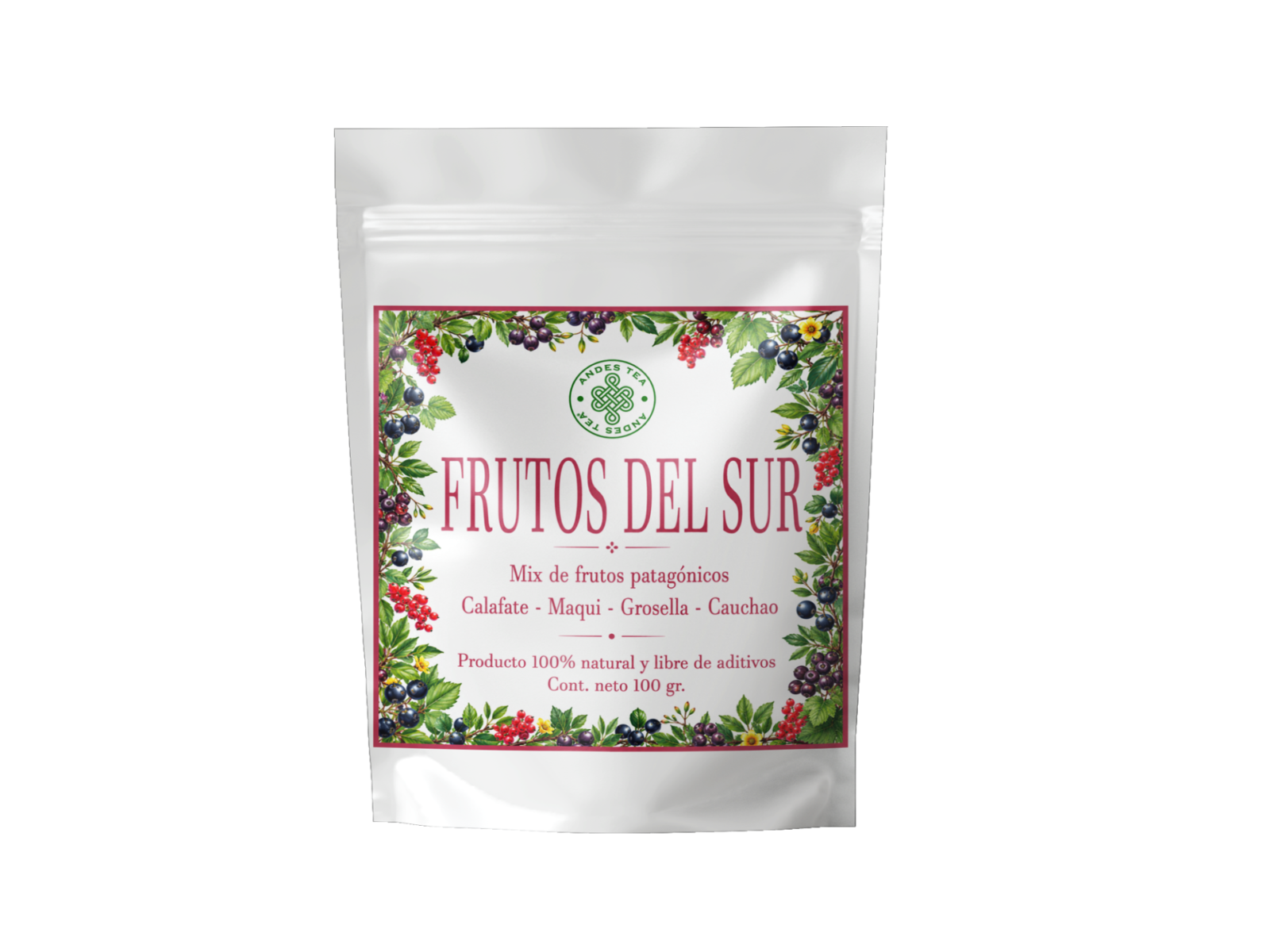 Mezcla de frutos del sur de Chile en polvo con maqui calafate grosella y cauchao